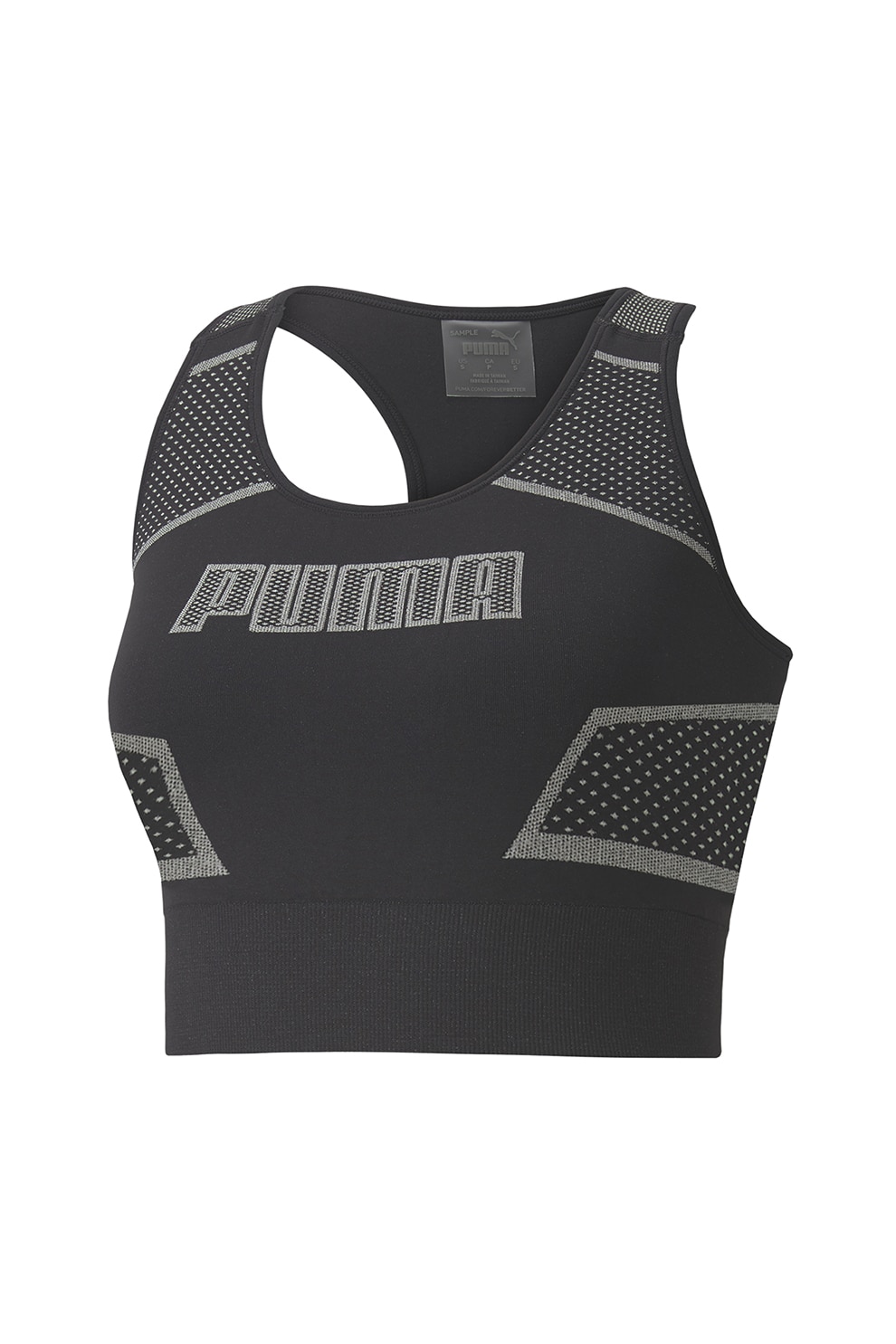 Puma, Top crop elastic cu tehnologie Evostripe si evoKNIT, Negru