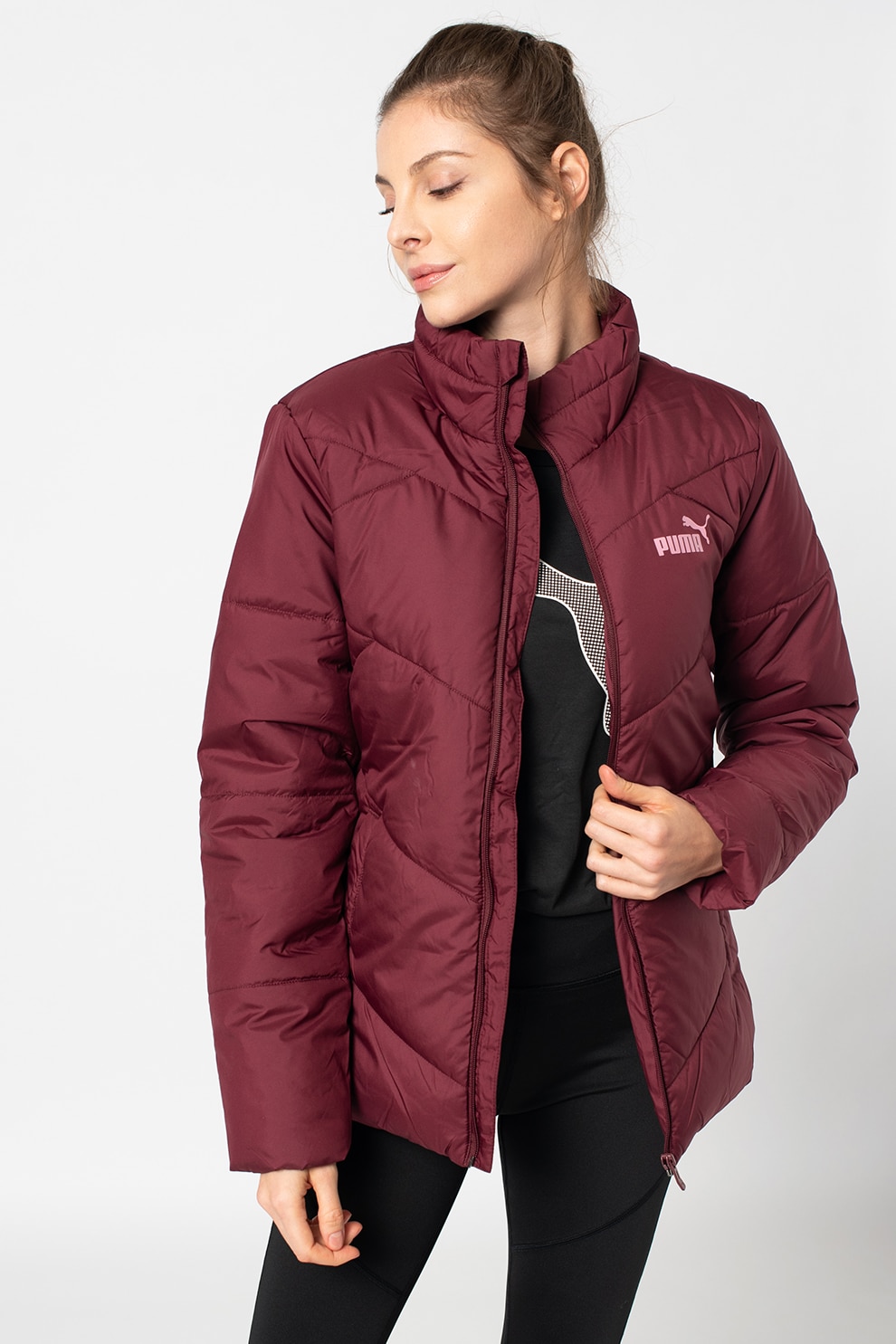 Puma, Geaca regular fit cu vatelina Essentials, Violet tyrian