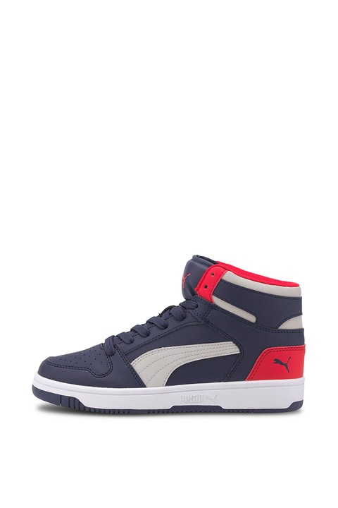 Puma, Pantofi sport mid-high de piele ecologica, cu model colorblock Rebound Layup