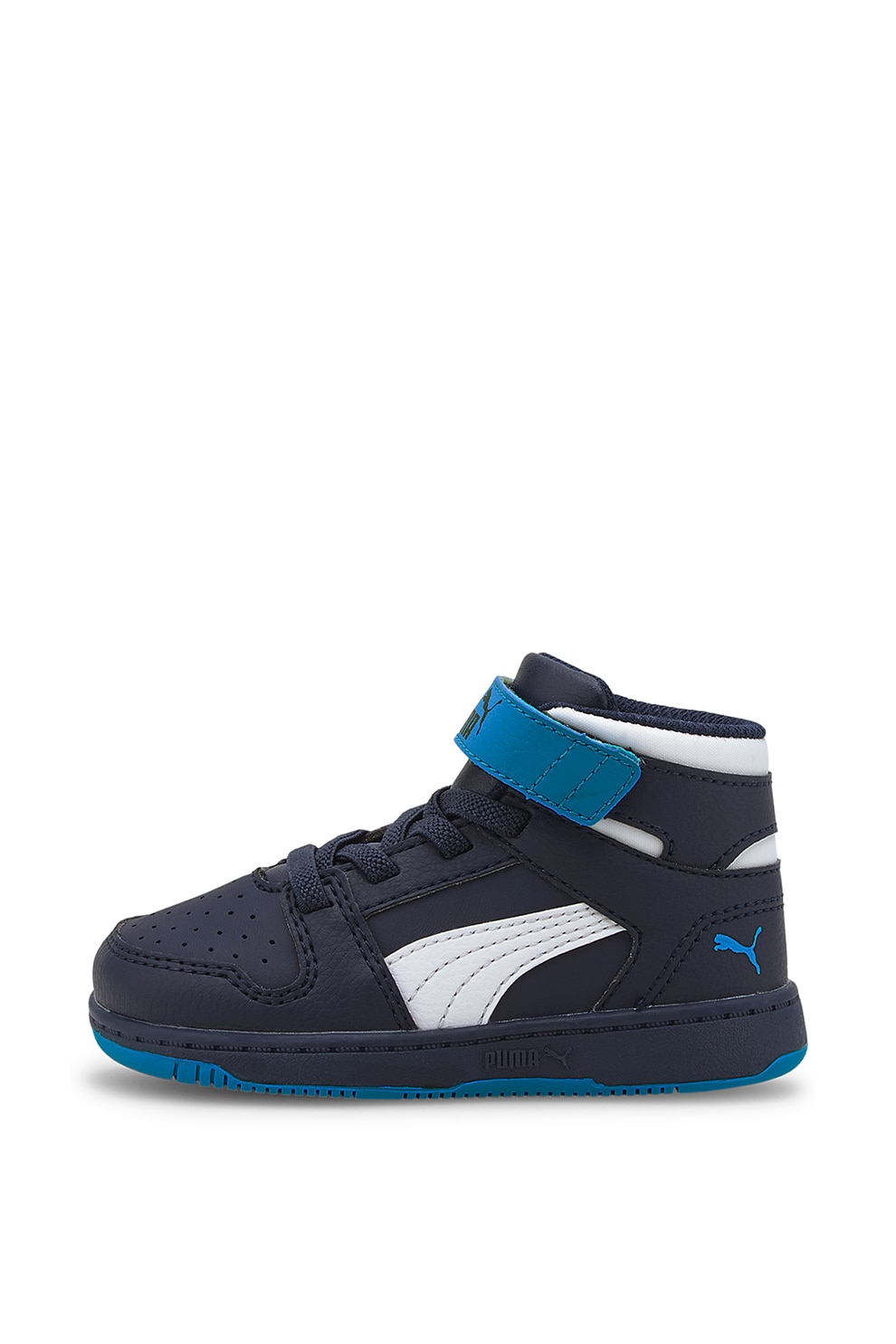 Puma, Patofi sport high-top de piele ecologica Rebound Layup SL V, Bleumarin/Albastru royal/Alb, 26 EU