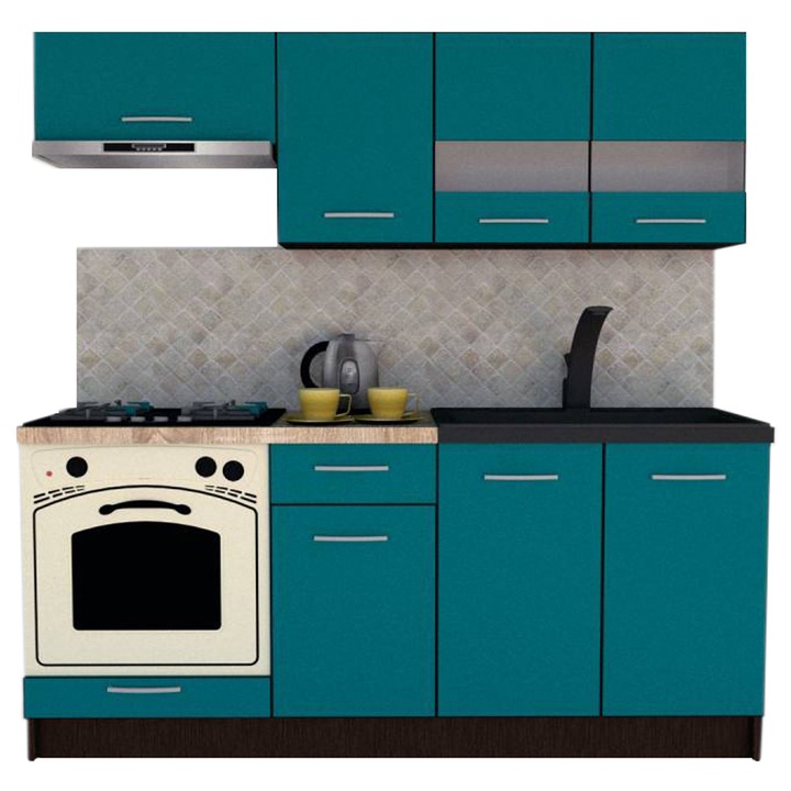 Set Bucatarie Marina New 180, Wenge / Decor 0245, 180 x 195-230 x 60 cm