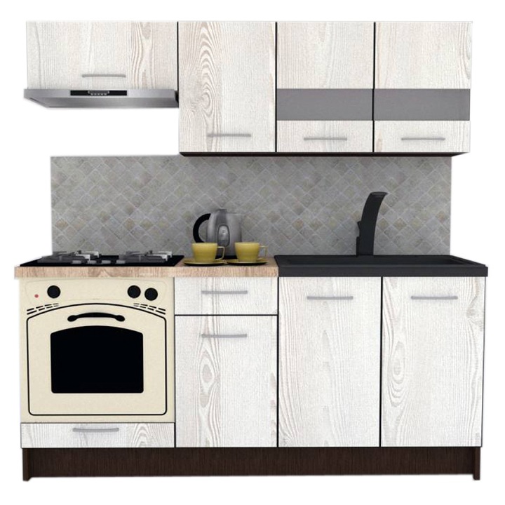 Set Bucatarie Marina New 180, Wenge / Decor K010, 180 x 195-230 x 60 cm