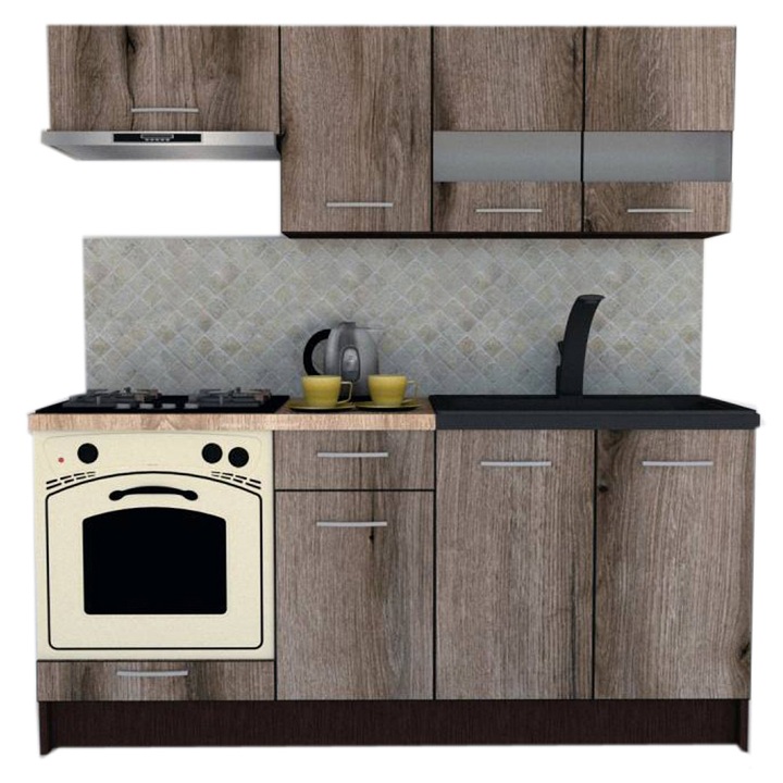 Set Bucatarie Marina New 180, Wenge / Decor K366, 180 x 195-230 x 60 cm