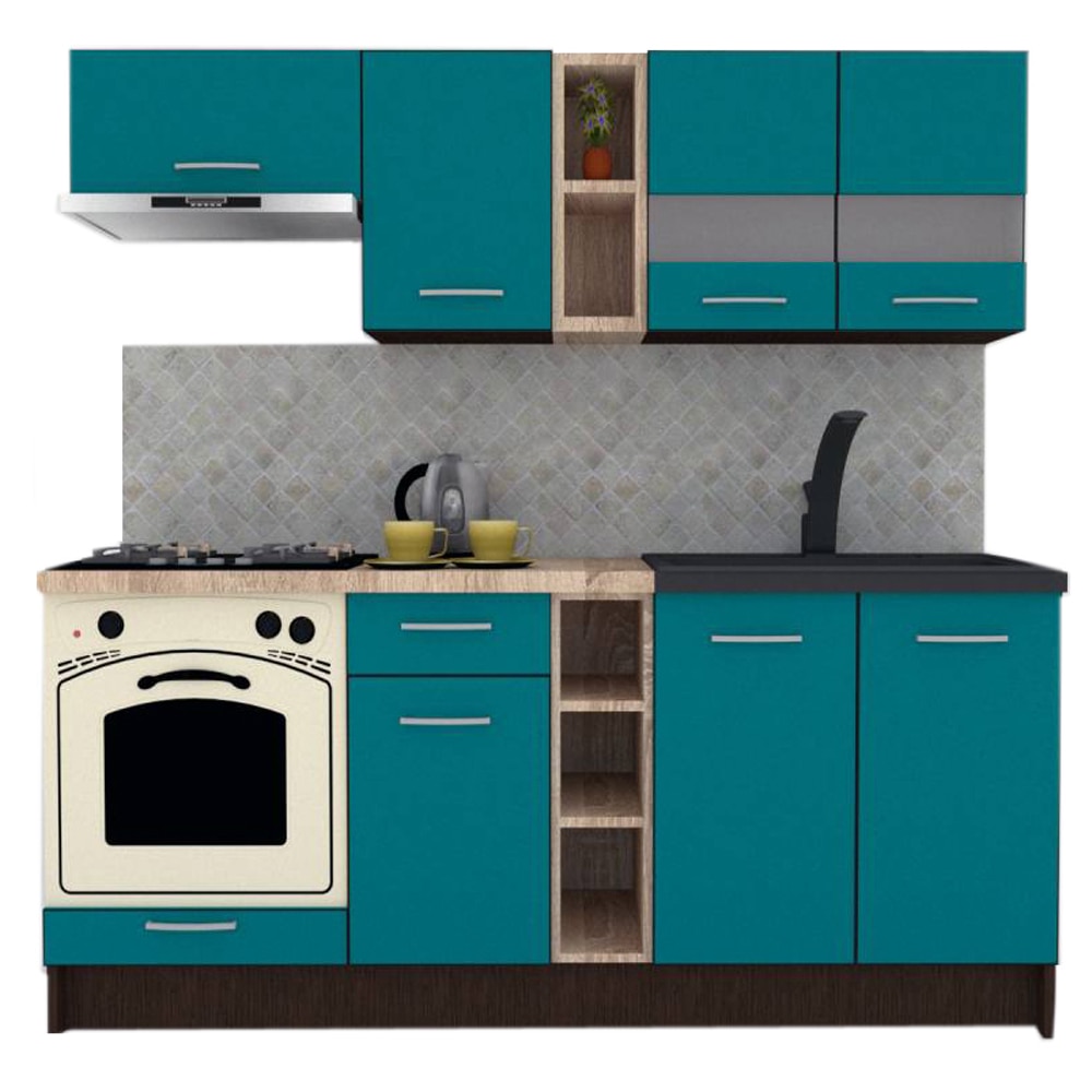 Set Bucatarie Marina New 200, Wenge / Decor 0245, 200 x 195-230 x 60 cm