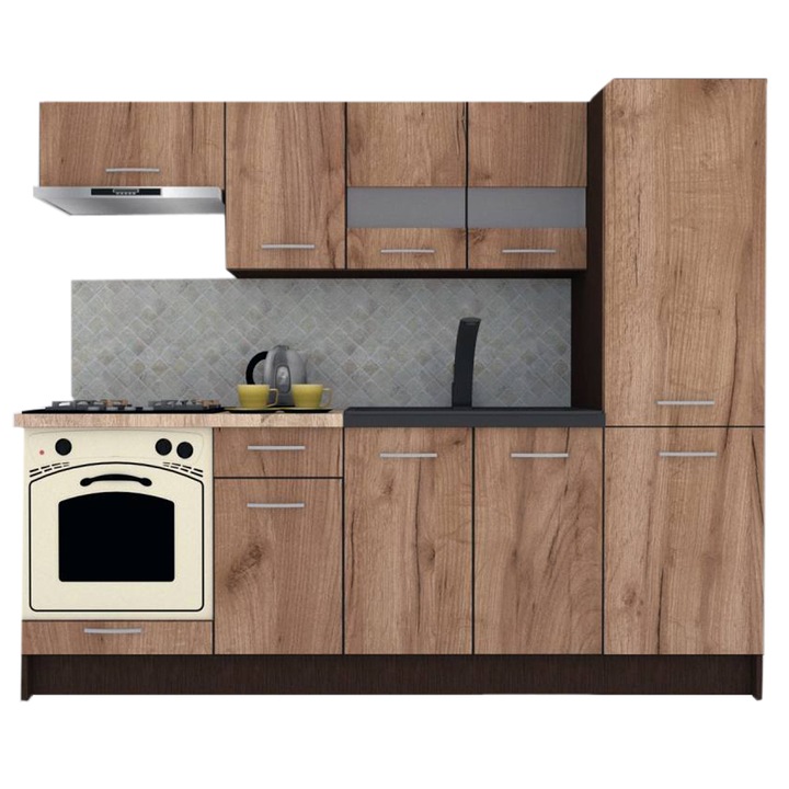 Set Bucatarie Marina New 230 A, Wenge / Decor K004, 230 x 195,5 x 60 cm