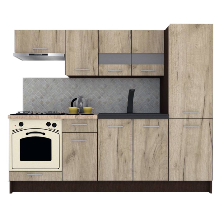 Set Bucatarie Marina New 230 A, Wenge / Decor K002, 230 x 195,5 x 60 cm