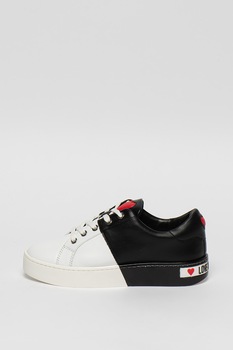 Love Moschino, Pantofi sport de piele si piele ecologica Love Moschino, Pantofi sport de piele si piele ecologica