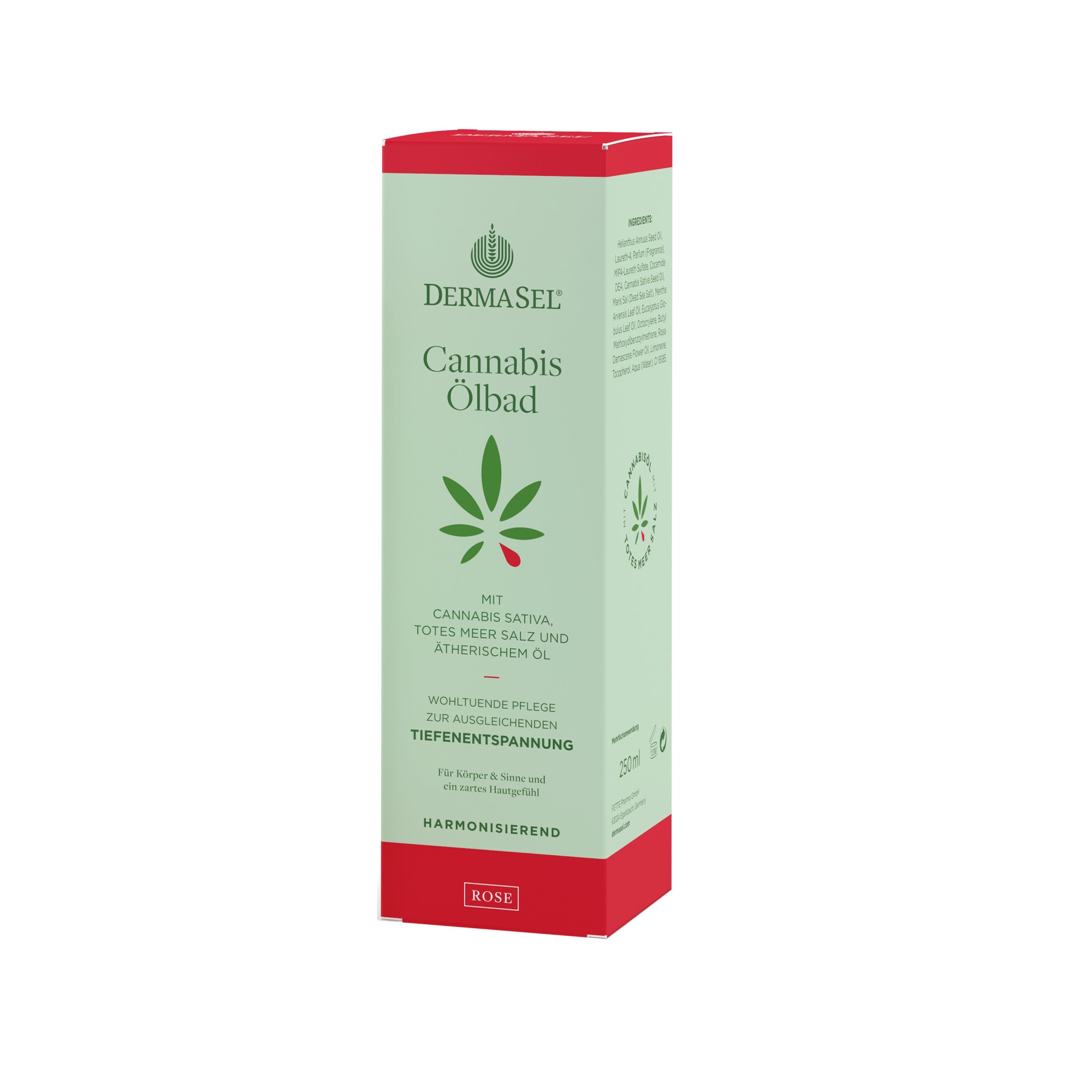 Ulei de baie cu ulei de cannabis, trandafir si minerale Dermasel 250 ml