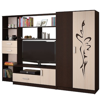 Set Living MECITA DESEN, 260X53X202cm, Wenge + Mesteacan Set Living MECITA DESEN, 260X53X202cm, Wenge + Mesteacan