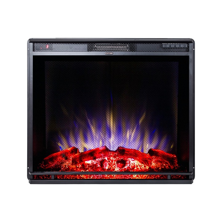 Semineu electric, Masomi, Nexus-28' 1600 W, Negru, 74*51*22 cm, Iluminare LED, Telecomanda, Luminozitate reglabila