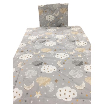 Set gri pilota si perna pentru nou-nascuti, din bumbac 100%, by Liz Line - PPranforce21 Set gri pilota si perna pentru nou-nascuti, din bumbac 100%, by Liz Line - PPranforce21