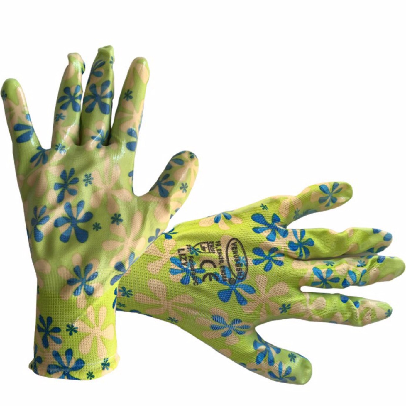 Manusi de gradina din bumbac, polietilena,latex cu design floral, 10