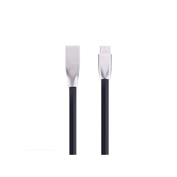 Cablu de date microusb cu mufe in carcasa de metal negru