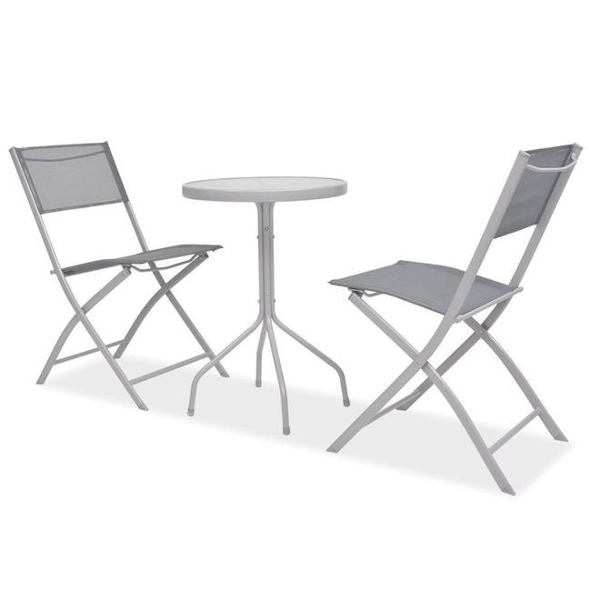 fell fort upright Set mobilier bistro, 3 piese, gri, otel si textilena - eMAG.ro