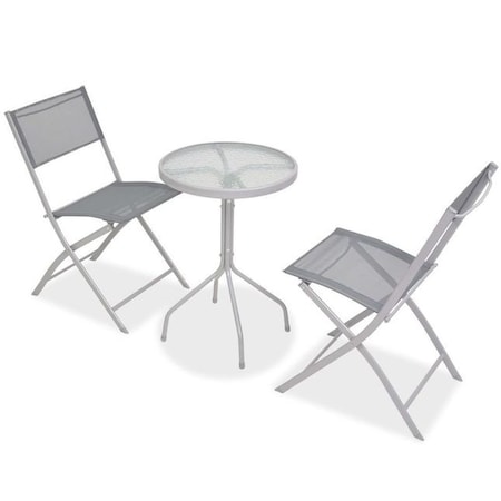 fell fort upright Set mobilier bistro, 3 piese, gri, otel si textilena - eMAG.ro