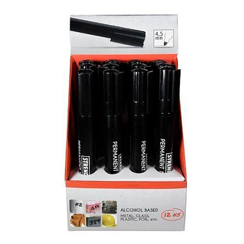 Set 12 buc marker permanent Negru, varf 4,5mm Set 12 buc marker permanent Negru, varf 4,5mm