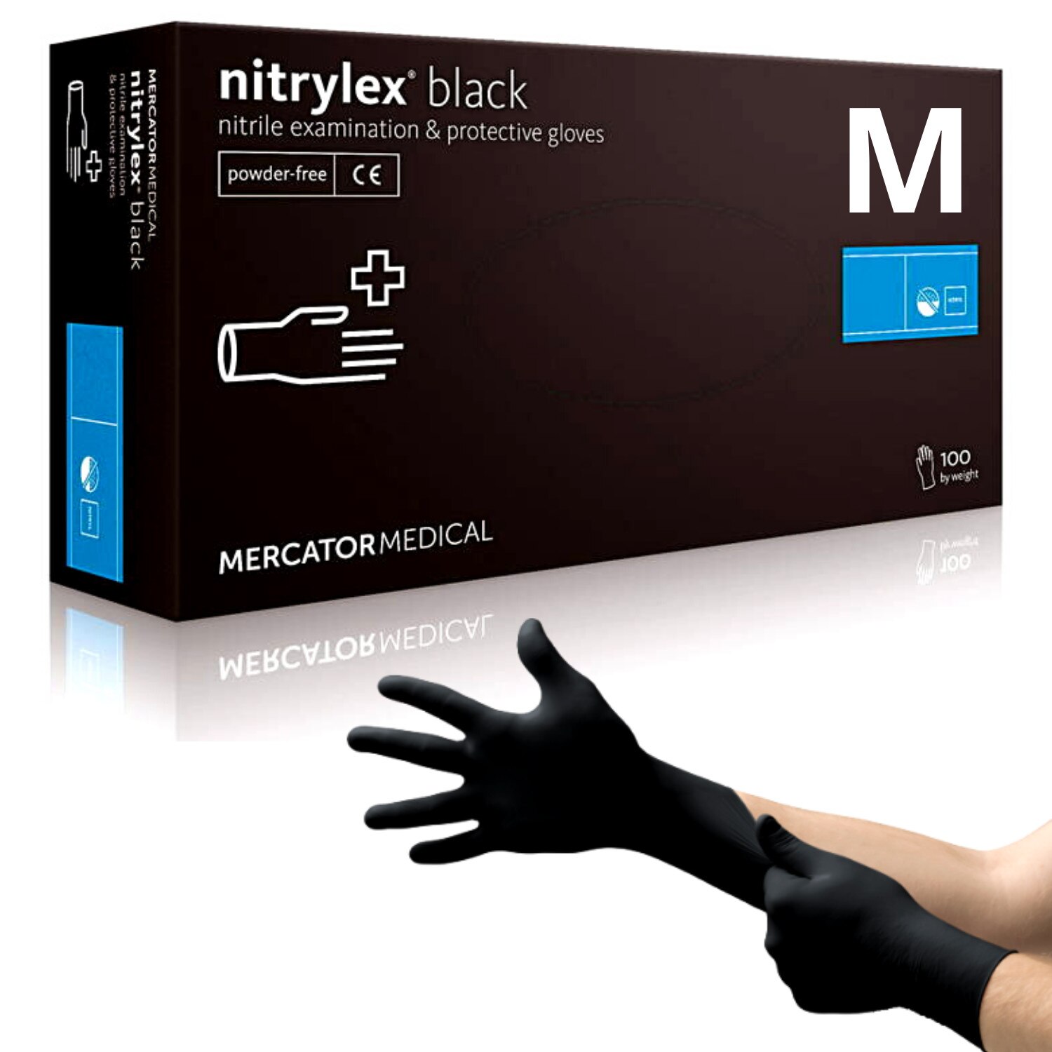 Manusi de unica folosinta din nitril, nepudrate, marime M, Negru, 100 bucati