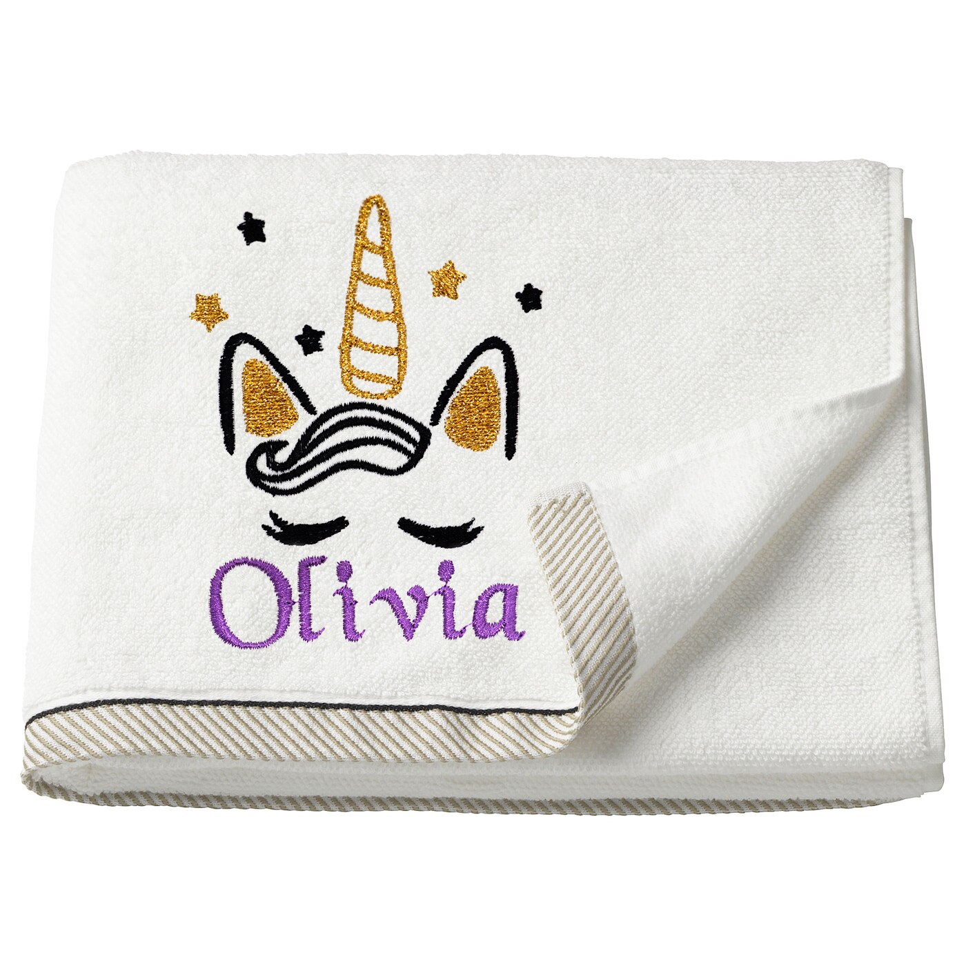 Prosop copii, LWS, bumbac, brodat, model unicorn Olivia, 70x140 cm