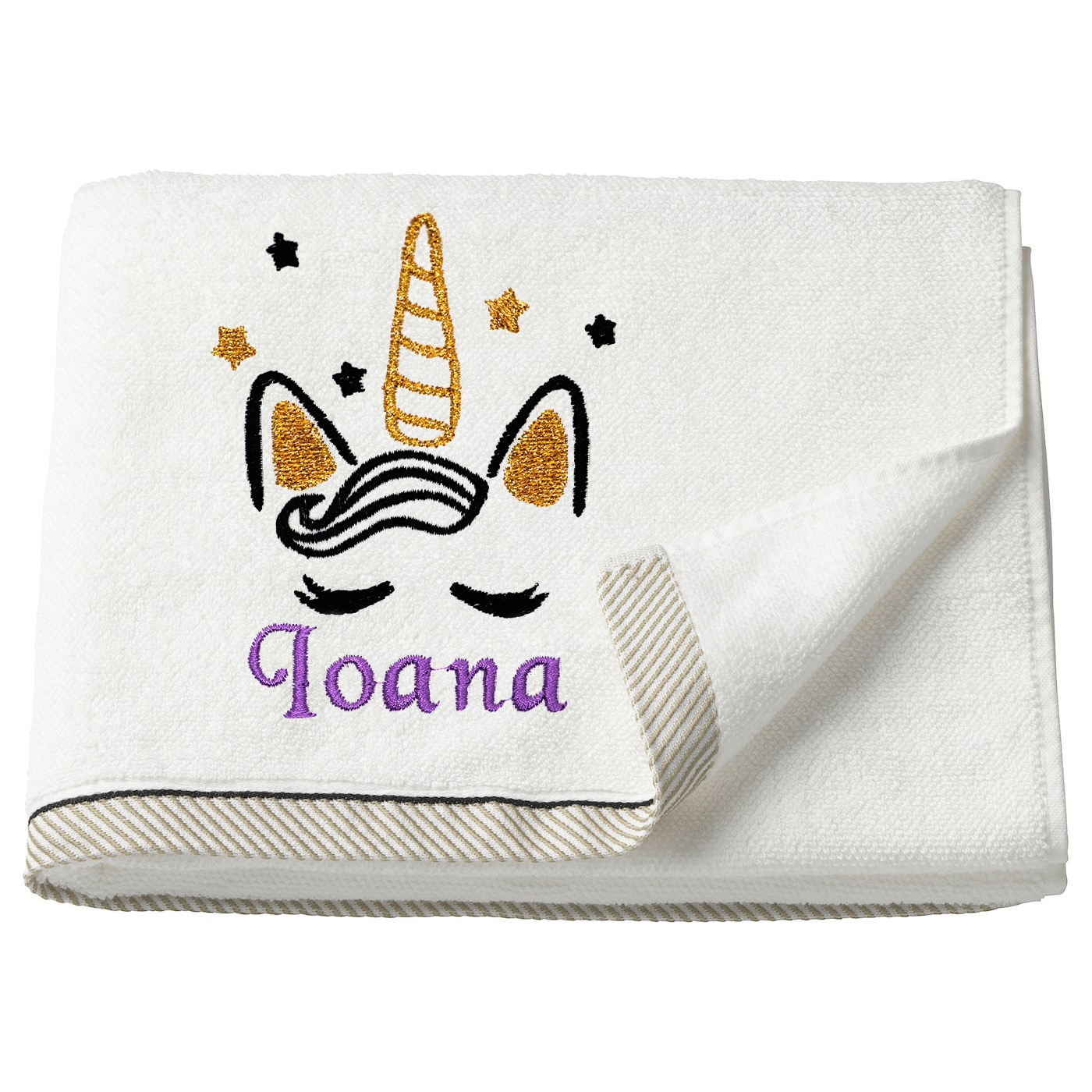 Prosop copii, LWS, bumbac, brodat, model unicorn Ioana, 30x50 cm