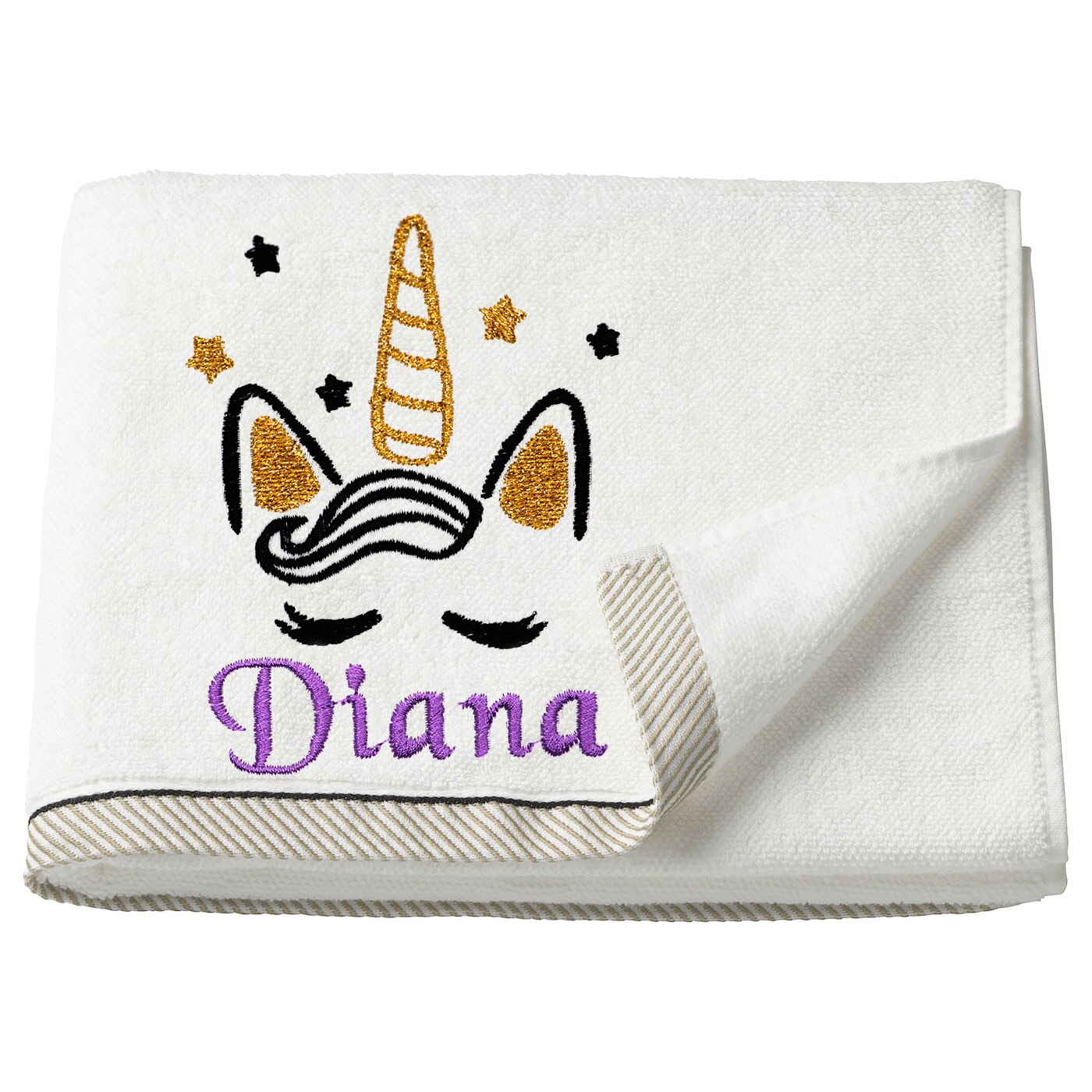 Prosop copii, LWS, bumbac, brodat, model unicorn Diana, 50x100 cm