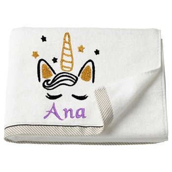 Prosop copii, LWS, bumbac, brodat, model unicorn Ana, 30x50 cm Prosop copii, LWS, bumbac, brodat, model unicorn Ana, 30x50 cm