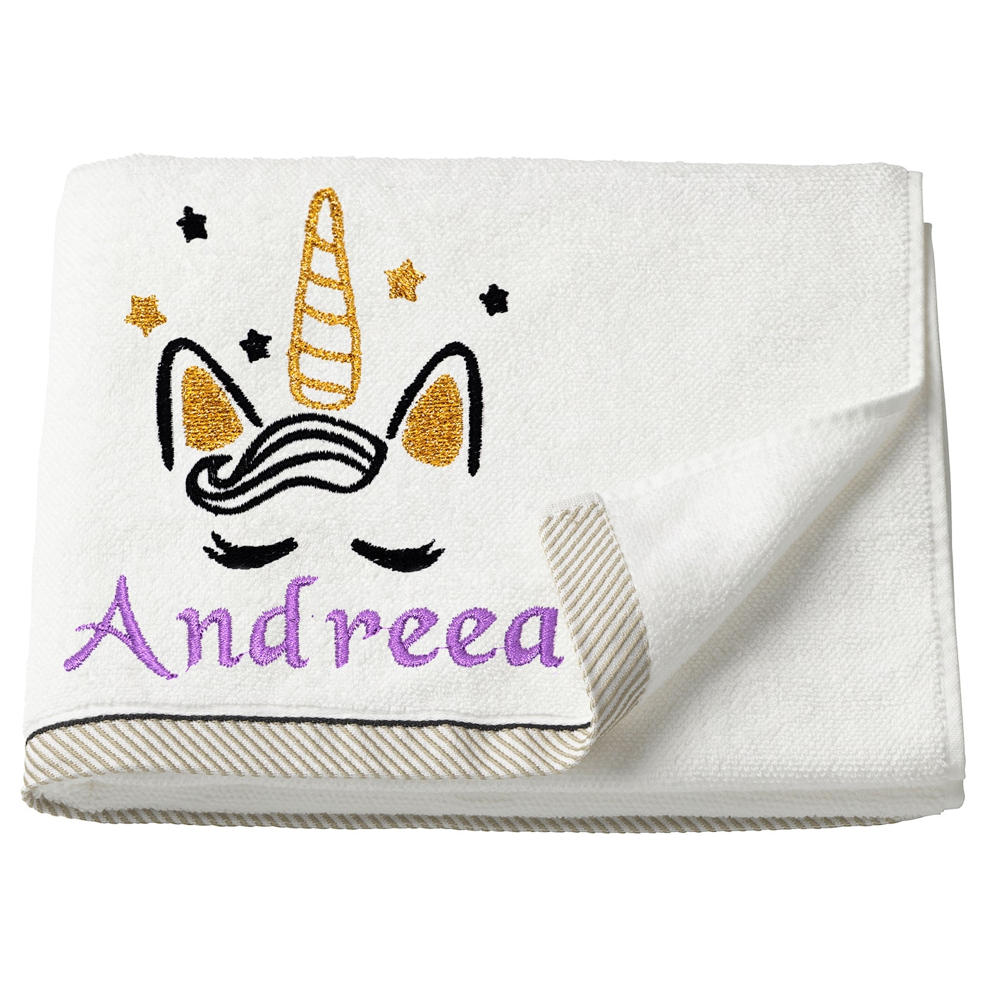 Prosop copii, LWS, bumbac, brodat, model unicorn Andreea, 30x50 cm