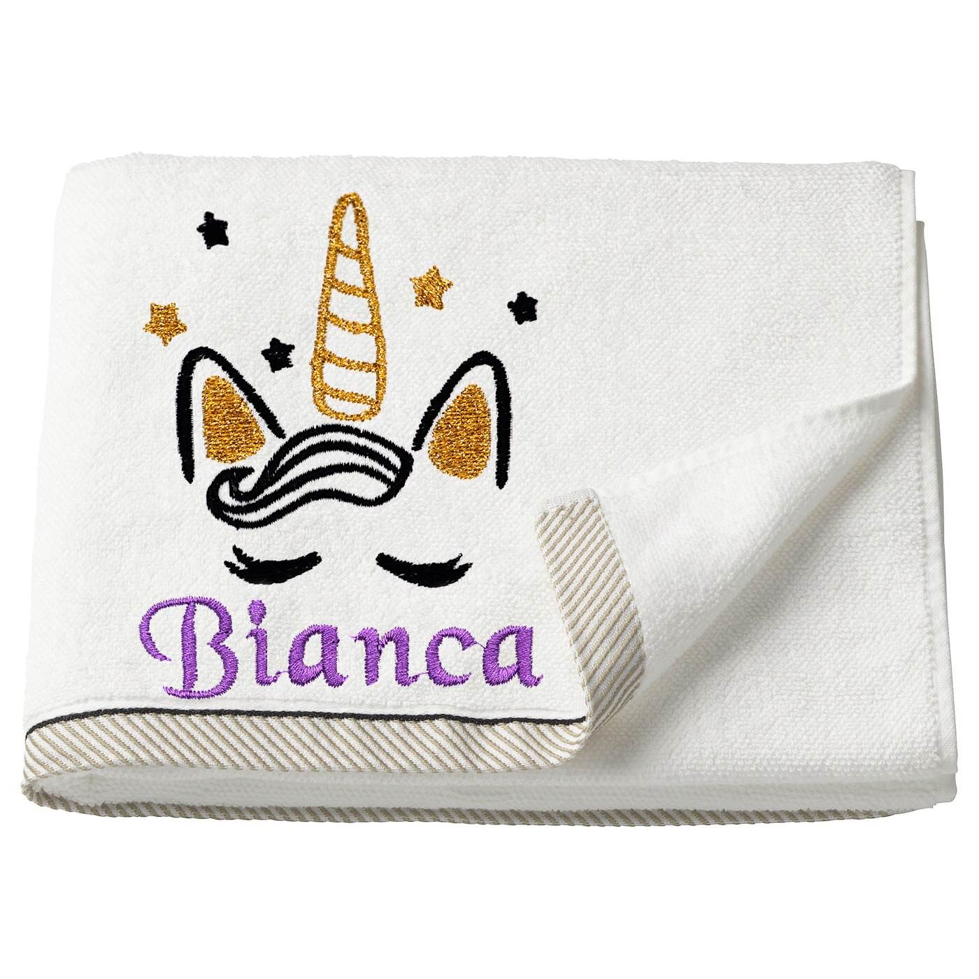 Prosop copii, LWS, bumbac, brodat, model unicorn Bianca, 30x50 cm