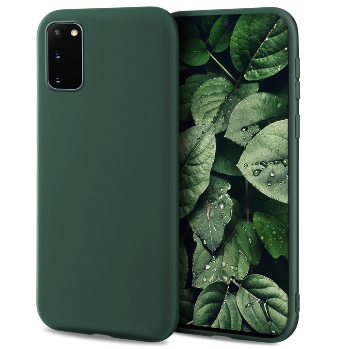 Калъф за телефон, Moozy, за Samsung S20, Тъмно зелен, Силиконов