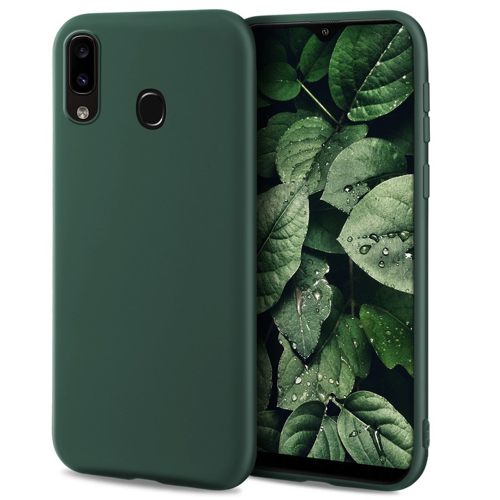 Husa pentru telefon, Moozy, pentru Samsung A20e, Verde inchis, Silicon