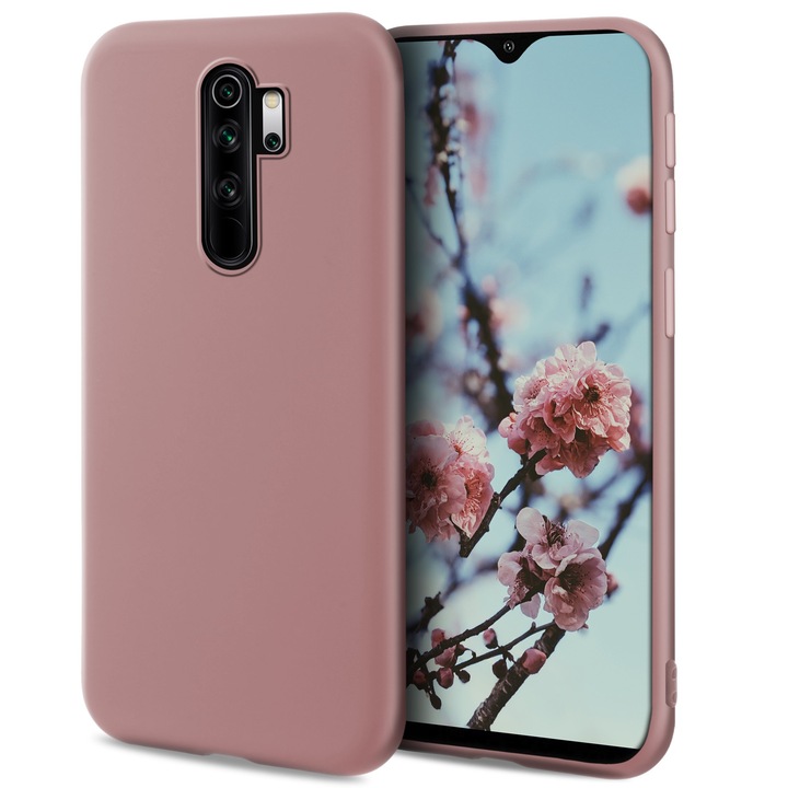 Калъф за телефон Moozy за Xiaomi Redmi Note 8 Pro, пудрово розов, силиконов