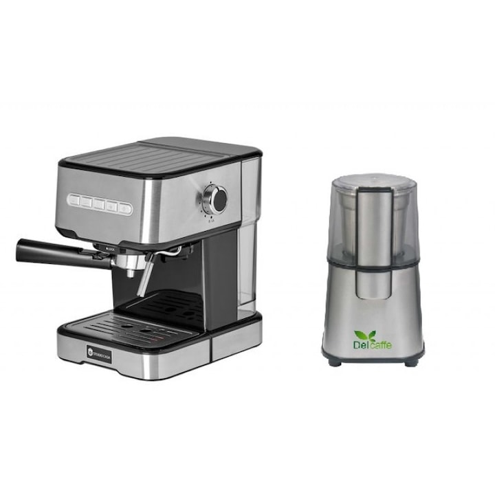 Pachet espressor cu pompa Studio Casa Espresso Mio SC 2001+ Rasnita cafea Grind Master, 850 W, 15 bar, 1.2 l, Inox