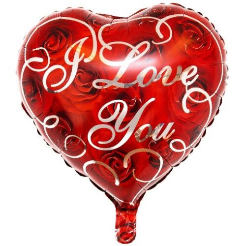 Balon folie, figurina, inima, rosu, I love you