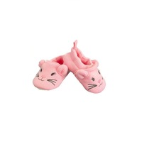 Papucei nou-nascuti, fete, roz din material textil cu pisicuta, masura 17-18