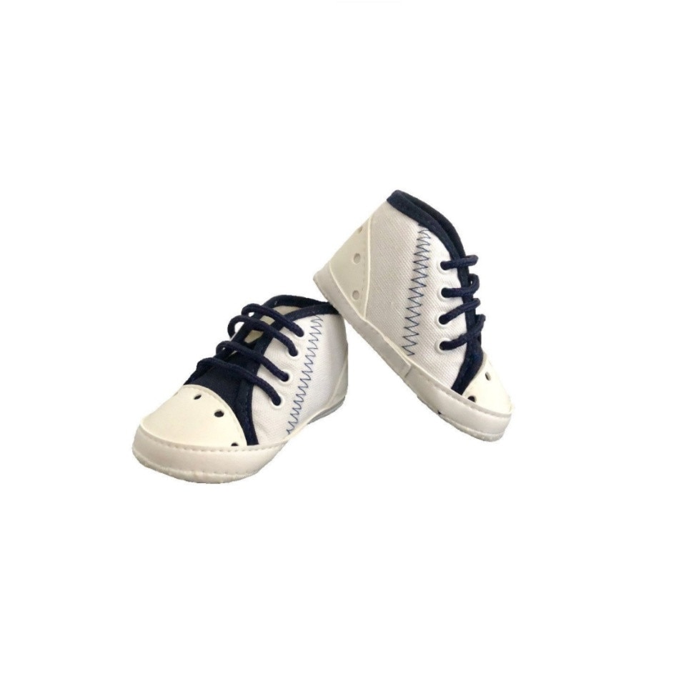 Tenesi nou-nascuti, baieti, alb cu bleumarin, masura 18