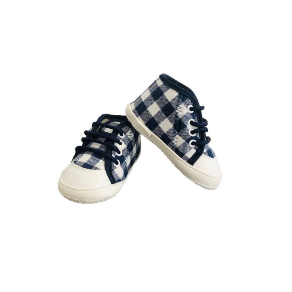 Tenesi nou-nascuti, baieti, bleumarin in carouri, masura 18