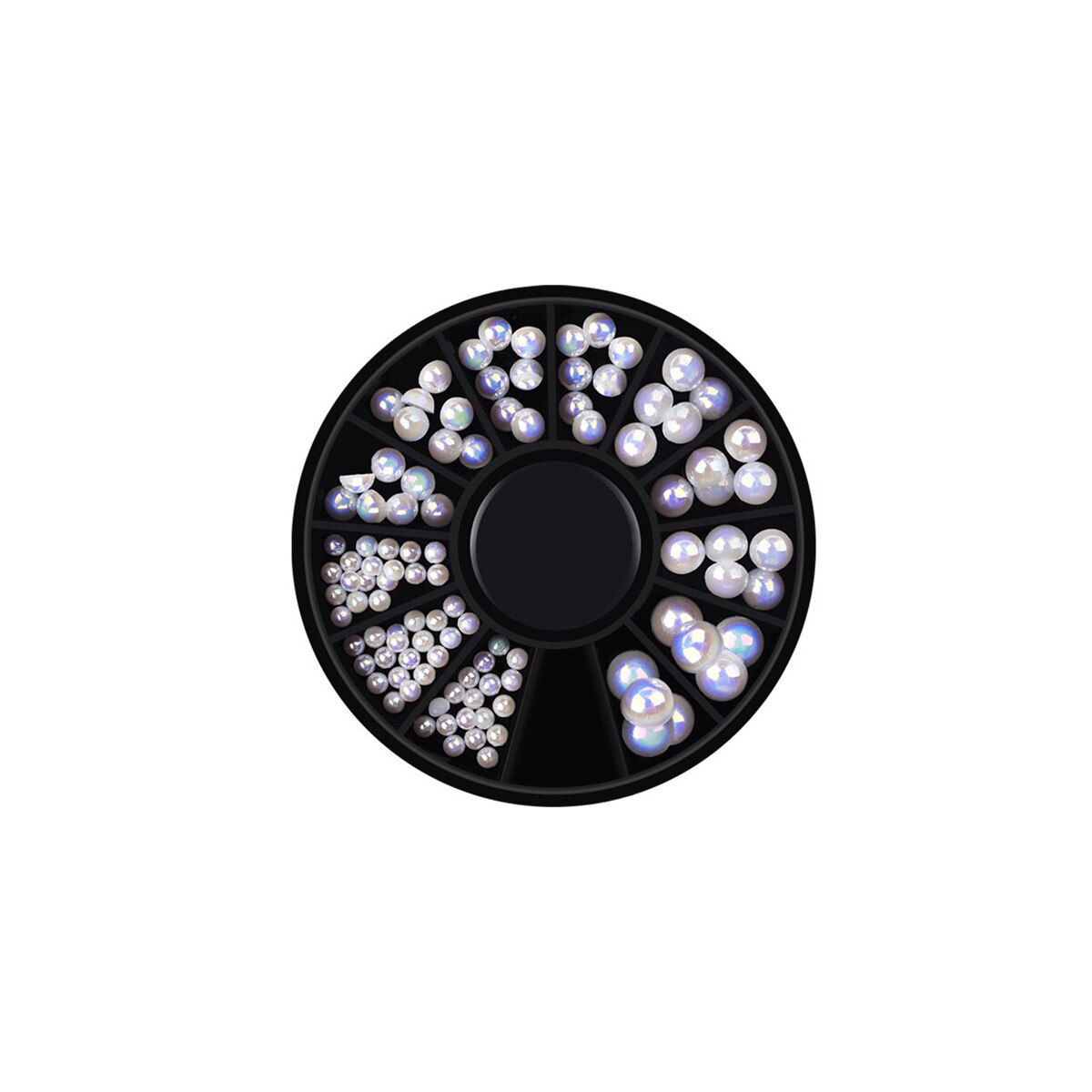 Set 120 margele decorative MoonbasaNails, Semicerc, Alb