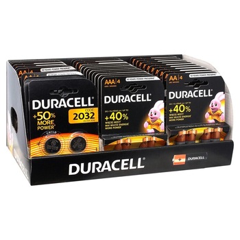 Pachet Duracell LR6/AA 4 buc 20 blistere, LR03/AAA 4 buc 10 blistere, CR2032 2 buc 7 blistere, mascota iepuras Duracell Pachet Duracell LR6/AA 4 buc 20 blistere, LR03/AAA 4 buc 10 blistere, CR2032 2 buc 7 blistere, mascota iepuras Duracell
