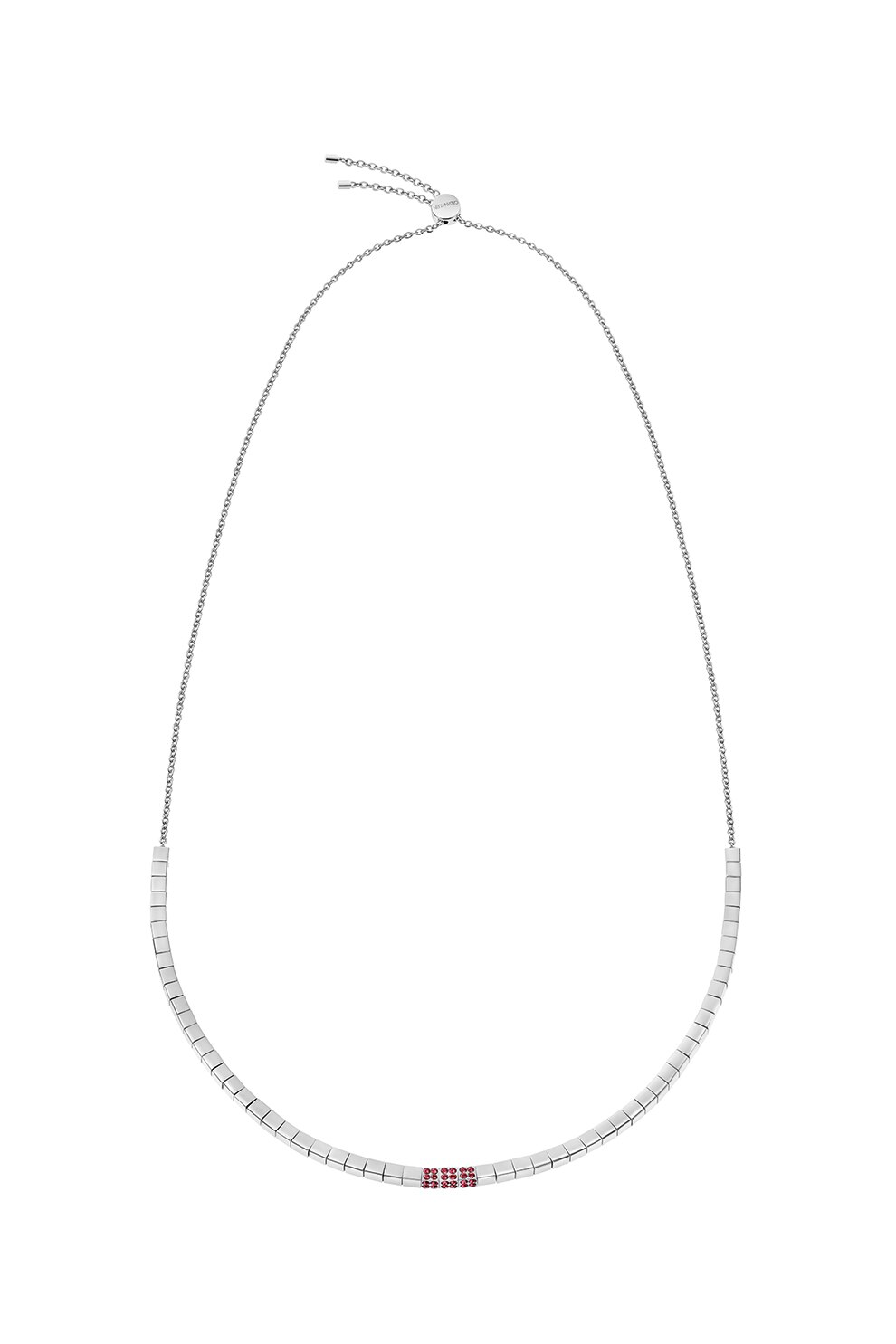 CALVIN KLEIN, Colier de otel inoxidabil, decorat cu cristale, Argintiu