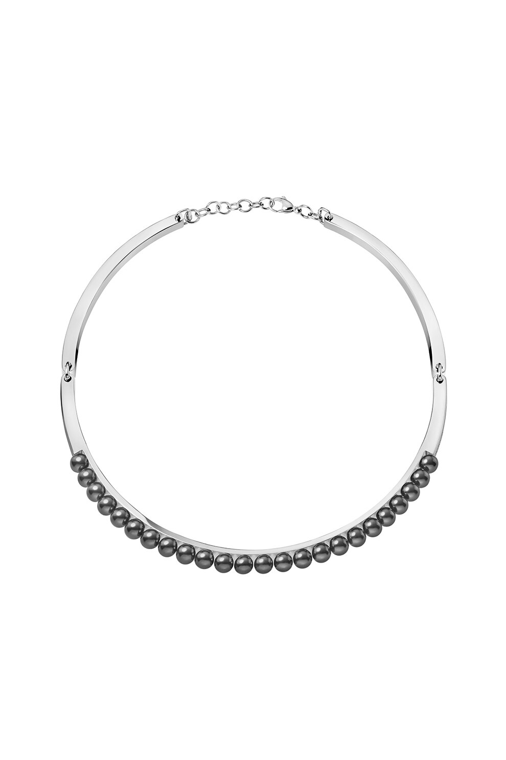 CALVIN KLEIN, Colier la baza gatului cu perle Circling, Argintiu/Negru