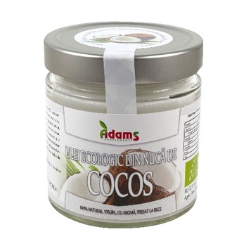Ulei din nuca de Cocos Bio (presat la rece) borcan, Adams Vision, 300 ml Ulei din nuca de Cocos Bio (presat la rece) borcan, Adams Vision, 300 ml