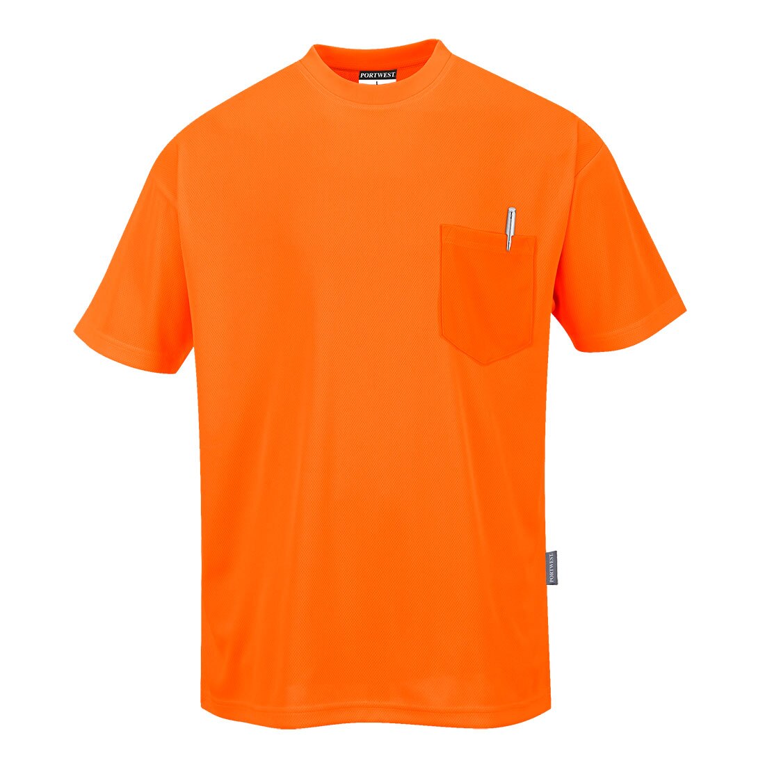 Tricou Day-Vis cu Maneci Scurte si Buzunar, Portocaliu-neon, M