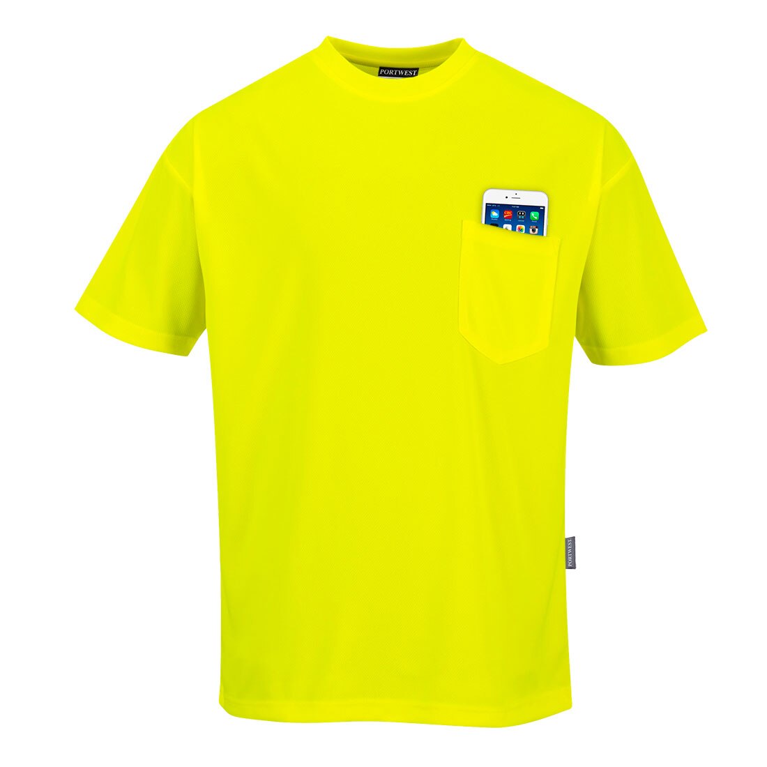 Tricou Day-Vis cu Maneci Scurte si Buzunar, Galben-neon, 3XL