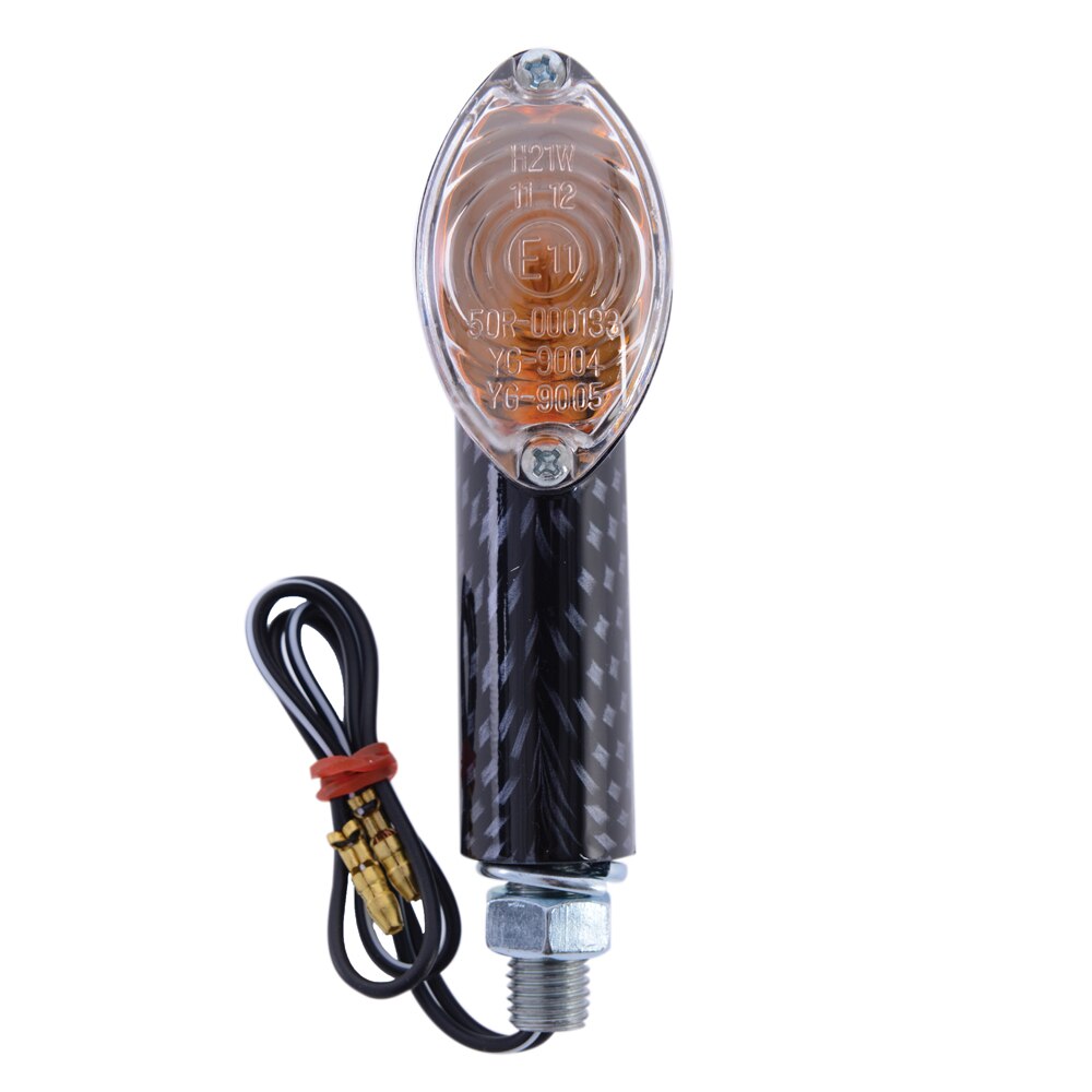 Set semnalizari ovale, carbon, sticla clara, brat lung, 12 Volt 21W, omologate