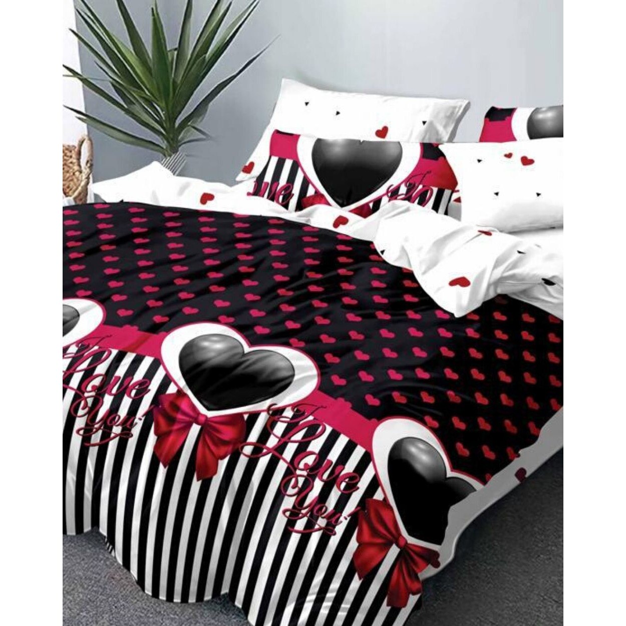 Set Lenjerie de Pat din Finet Satinat, 6 Piese, Pat 2 Persoane, FN-360