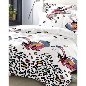 Set Lenjerie Finet Satinat Gros cu 2 Fete, 6 Piese, Pat 2 Persoane, Fluturi Pictati Set Lenjerie Finet Satinat Gros cu 2 Fete, 6 Piese, Pat 2 Persoane, Fluturi Pictati