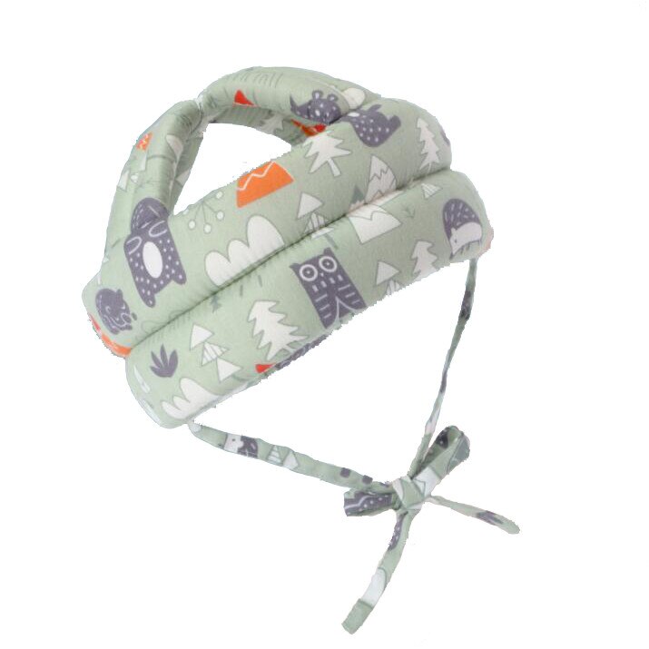 Casca protectie copii 6-36 luni, bumbac plus spuma, ajustabila, 65grame, verde