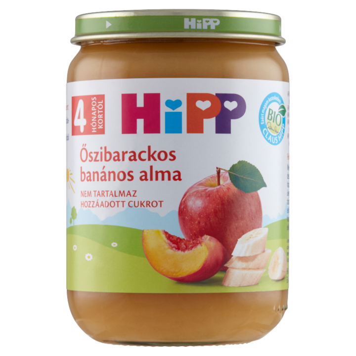 Hipp Bébiétel őszibarackos-banános alma, 4 hónapos kortól, 190 g