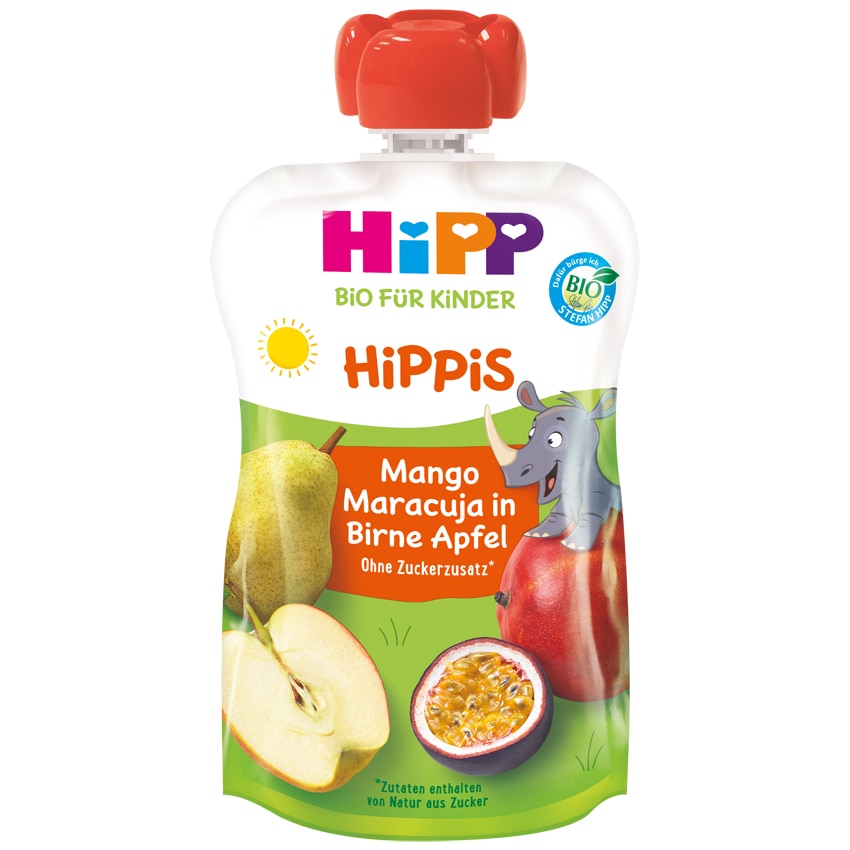 Piure de fructe Hipp, para, mar si mango, 100g, de la 1 an