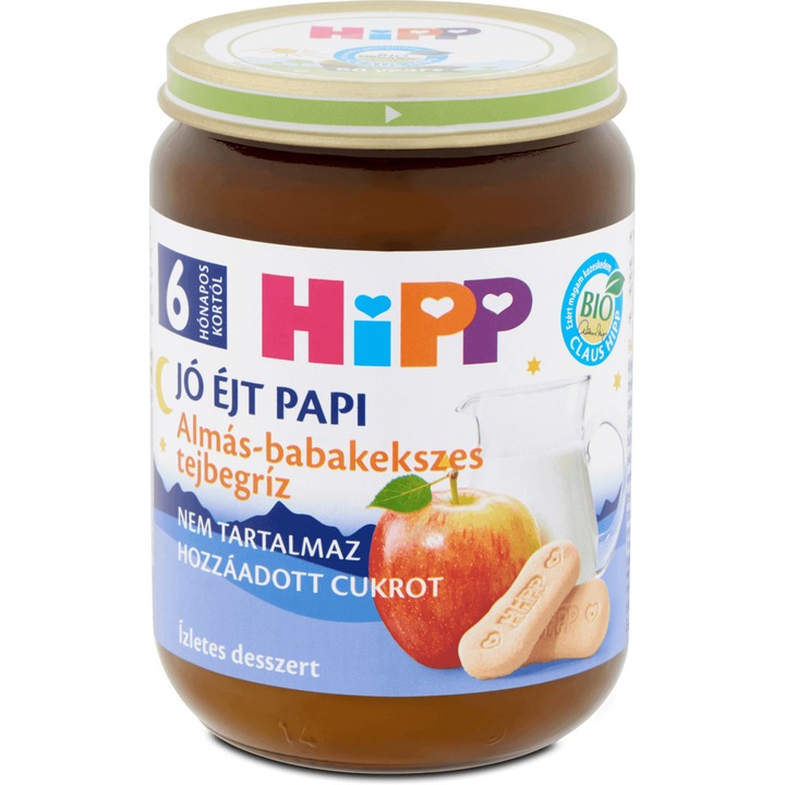 Hipp Jó Éjt Papi almás-babakekszes tejbegríz, 6 hónapos kortól, 190 g