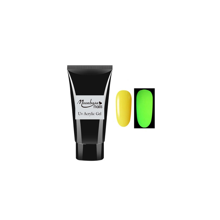 Gel acrilic Fusion AcrylGel Tubes MoonbasaNails, Green Neon/Yellow #026, 30ml